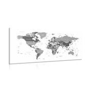 CANVAS PRINT WORLD MAP WITH A BLACK AND WHITE TOUCH - PICTURES OF MAPS - PICTURES