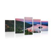 5-piece Canvas print lake at sunset