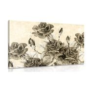 Obraz vintage kytice růží v sépiovém provedení