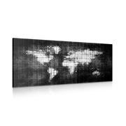 Obraz świat na mapie w wersji czarno-białej