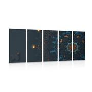 TABLEAU EN 5 PARTIES – MANDALA LUXUEUX - TABLEAUX FENG SHUI - TABLEAUX