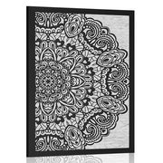 POSTER FLORAL MANDALA IN BLACK AND WHITE - FENG SHUI - POSTERS