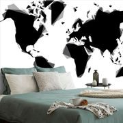 Tapet harta lumii abstractă în design alb-negru