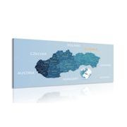 OBRAZ ELEGANTNÍ MAPA SLOVENSKA V MODRÉM - OBRAZY MAPY - OBRAZY