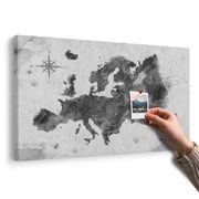 SLIKA NA PLUTI RETRO ZEMLJEVID EVROPE V ČRNOBELI IZVEDBI - SLIKE NA PLUTI - SLIKE