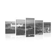 5-PIECE CANVAS PRINT EVENING IN BRATISLAVA IN BLACK AND WHITE - BLACK AND WHITE PICTURES - PICTURES