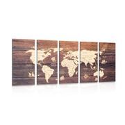 5 part picture map on wood