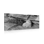 Canvas print nostalgic leaves in black and white