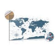 DECORATIVE PINBOARD MAP IN BLUE DESIGN - PICTURES ON CORK - PICTURES