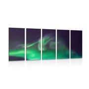 5 part picture green aurora borealis in the sky