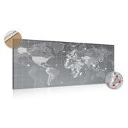 Wandbild auf Kork Schraffierte Weltkarte