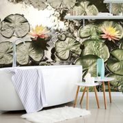 WALL MURAL LOTUS FLOWER IN THE GARDEN - WALLPAPERS NATURE - WALLPAPERS
