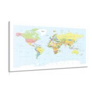 CANVAS PRINT CLASSIC MAP WITH A WHITE BORDER - PICTURES OF MAPS - PICTURES