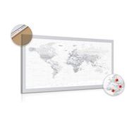 Picture on a cork classic black & white map with a gray border