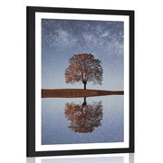 POSTER WITH MOUNT STARRY SKY ABOVE A LONELY TREE - NATURE - POSTERS