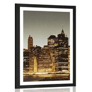 POSTER WITH MOUNT NIGHT NEW YORK - CITIES - POSTERS