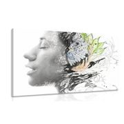 Canvas print woman with painted flowers