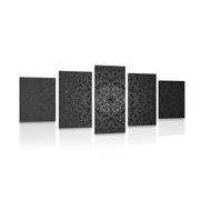 5-PIECE CANVAS PRINT ORNAMENTAL MANDALA IN BLACK AND WHITE - PICTURES FENG SHUI - PICTURES