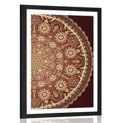 AFFICHE AVEC MONTURE MANDALA ORNEMENTAL AVEC UNE DENTELLE DE COULEUR BORDEAUX - FENG SHUI - AFFICHES