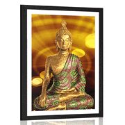 POSTER CU PASSEPARTOUT STATUIE BUDDHA CU FUNDAL ABSTRACT - FENG SHUI - POSTERE