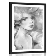 POSTER WITH MOUNT WOMAN'S CHARM IN BLACK AND WHITE - BLACK AND WHITE - POSTERS