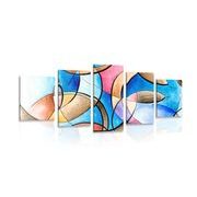 5-piece Canvas print abstract drawing of shapes