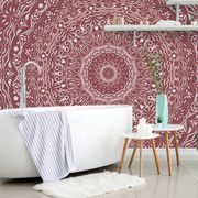 CARTA DA PARATI MANDALA IN STILE VINTAGE IN UNA TONALITÀ ROSA - CARTA DA PARATI FENG SHUI - CARTA DA PARATI