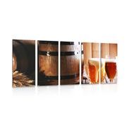 5-PIECE CANVAS PRINT BEER WITH A BEER KEG - PICTURES OF FOOD AND DRINKS - PICTURES