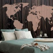 WALLPAPER MAP WITH A COMPASS ON WOOD - WALLPAPERS MAPS - WALLPAPERS