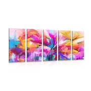 5-piece Canvas print abstract colorful flowers