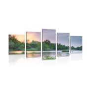 5-PIECE CANVAS PRINT SUNRISE BY THE RIVER - PICTURES OF NATURE AND LANDSCAPE - PICTURES