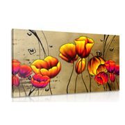 CANVAS PRINT RED POPPIES IN AN ETHNO TOUCH - ABSTRACT PICTURES - PICTURES