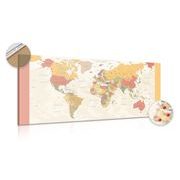 Picture on cork detailed world map