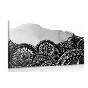 CANVAS PRINT MANDALA IN BLACK AND WHITE - BLACK AND WHITE PICTURES - PICTURES