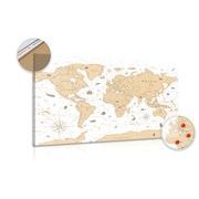 Slika na pluti bež zemljevid sveta