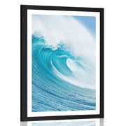 AFFICHE AVEC MONTURE LA VAGUE MARINE - NATURE - AFFICHES