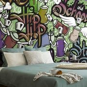 Samolepilna tapeta veseli street art v zeleni barvi