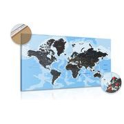 DECORATIVE PINBOARD MODERN WORLD MAP - PICTURES ON CORK - PICTURES