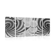 5-piece Canvas print abstract spiral in black and white