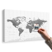 OBRAZ NA KORKU NÁDHERNÁ MAPA SVETA V ČIERNOBIELOM PREVEDENÍ - OBRAZY NA KORKU - OBRAZY