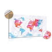 Picture on cork watercolor world map