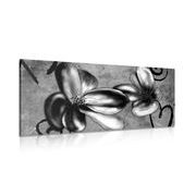 Canvas print interesting vintage flowers in black and white