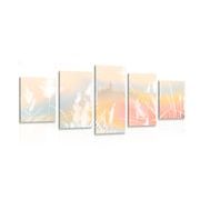 5-PIECE CANVAS PRINT CASTLE IN A PASTEL LANDSCAPE - PICTURES OF NATURE AND LANDSCAPE - PICTURES