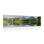 CANVAS PRINT BEAUTIFUL PANORAMA OF THE MOUNTAINS BY THE LAKE - PICTURES OF NATURE AND LANDSCAPE - PICTURES