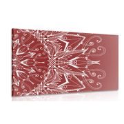 Picture white Mandala on a burgundy background