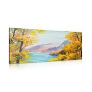 CANVAS PRINT OIL PAINTING OF A MOUNTAIN LAKE - PICTURES OF NATURE AND LANDSCAPE - PICTURES