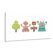 CANVAS PRINT FAMILY OF ROBOTS - CHILDRENS PICTURES - PICTURES