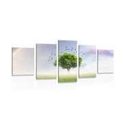 5-piece Canvas print lonely tree on a meadow
