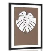 Poster passepartout leaf on brown background