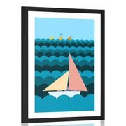 Poster with passepartout boat at the sea